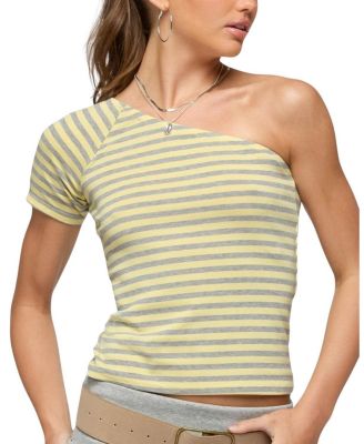 Eulia One Shoulder Striped Top