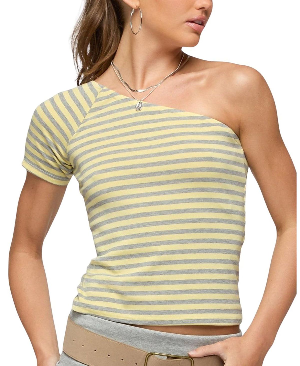 Edikted Eulia One Shoulder Striped Top