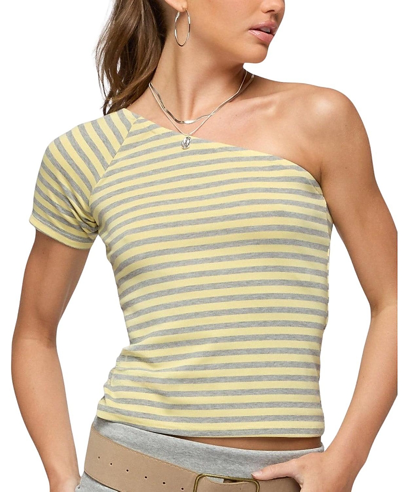 Edikted Eulia One Shoulder Striped Top