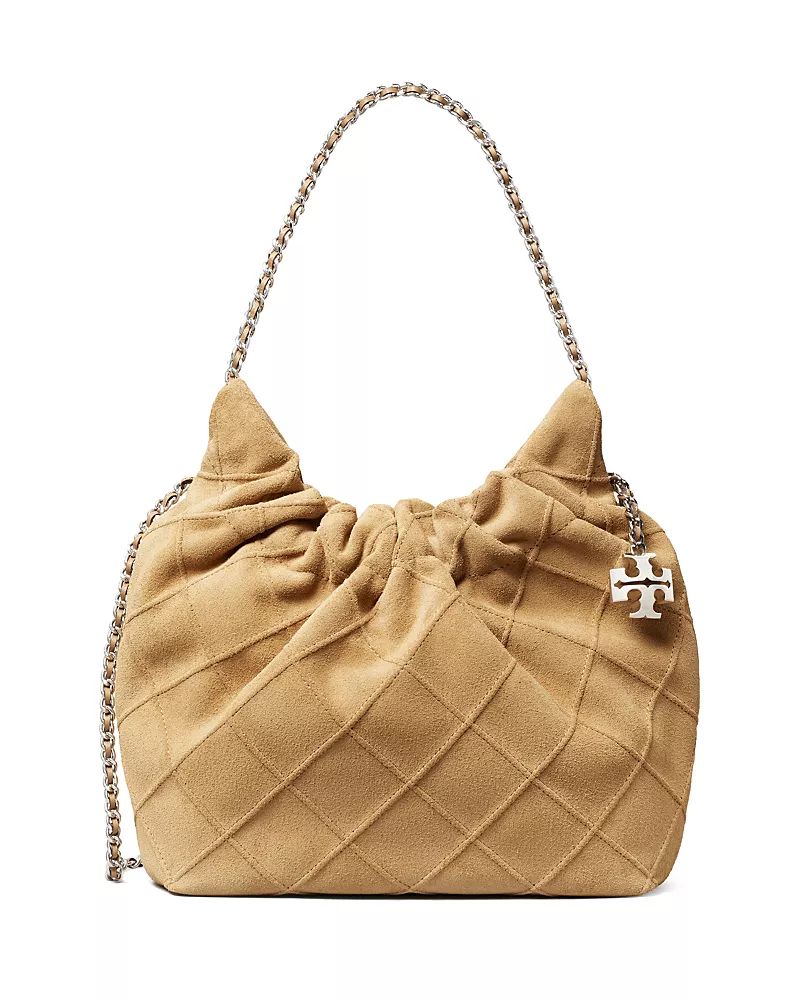 Tory Burch Fleming Mini Quilted Suede Crossbody Bag