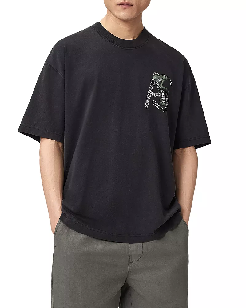 Allsaints Linx Snake Graphic Crewneck T-Shirt