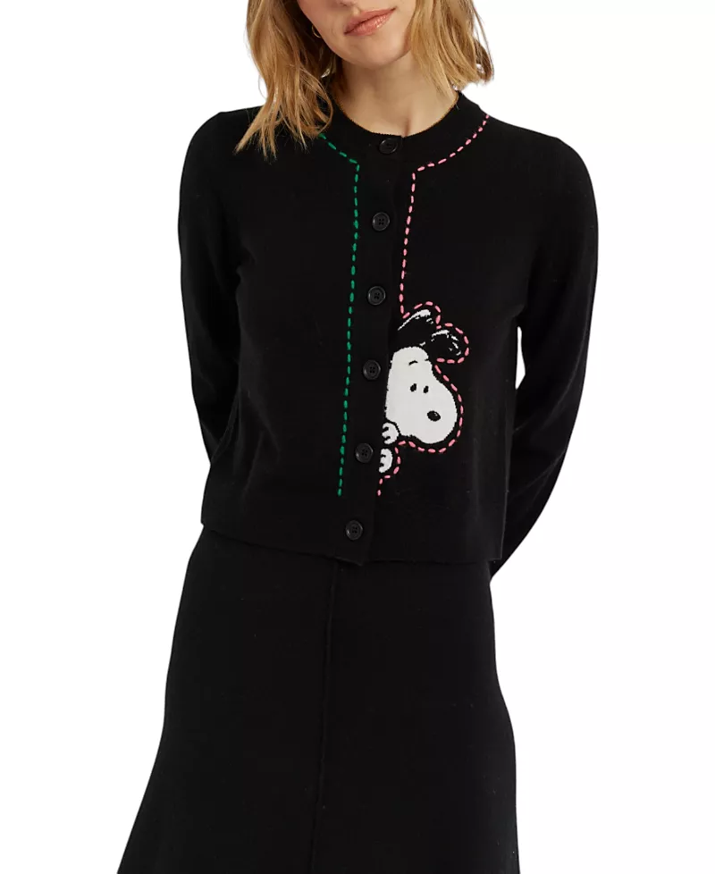Chinti & Parker Women's Wool-Cashmere Snoopy Peep Cardigan