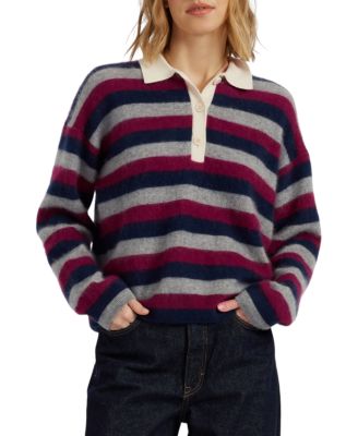  Women's Merino Stripe Polo Top