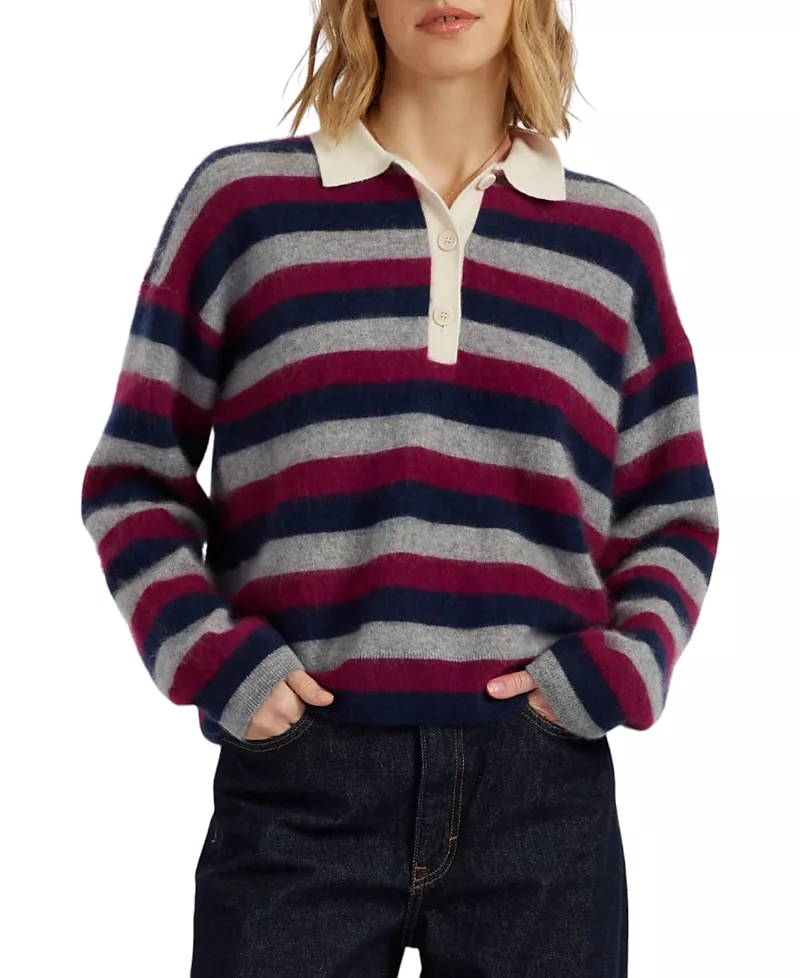 Chinti & Parker Women's Merino Stripe Polo Top