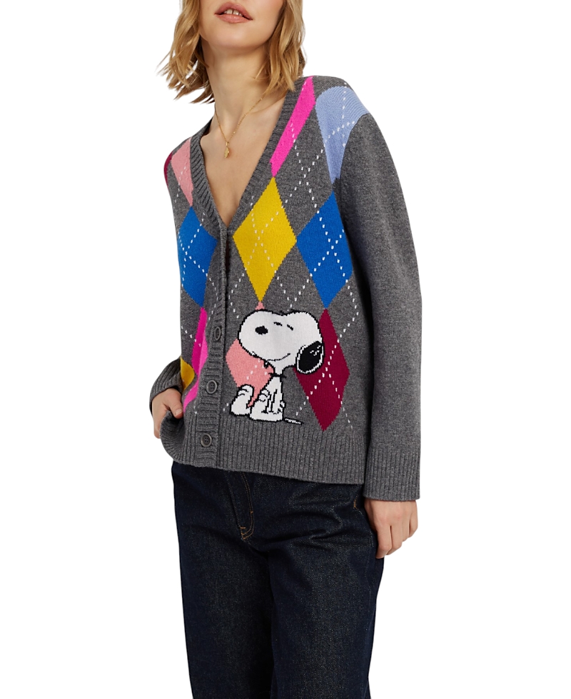 Chinti & Parker Women's Wool-Cashmere Snoopy Argyle Cardigan
