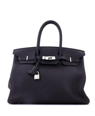 Birkin 35 Handbag Black Clemence with Palladium Hardware