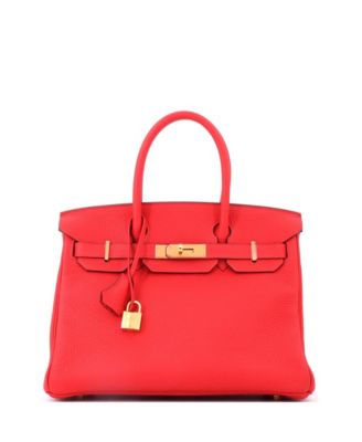 Birkin 30 Handbag Red Clemence with Gold Hardware