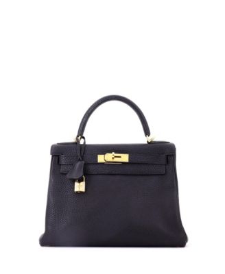 Kelly 28 Handbag Black Togo with Gold Hardware