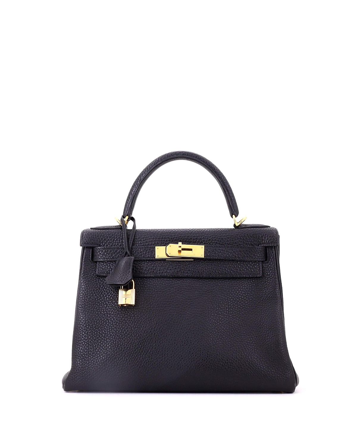 Pre-Owned HERMES Kelly 28 Handbag Black Togo with Gold Hardware