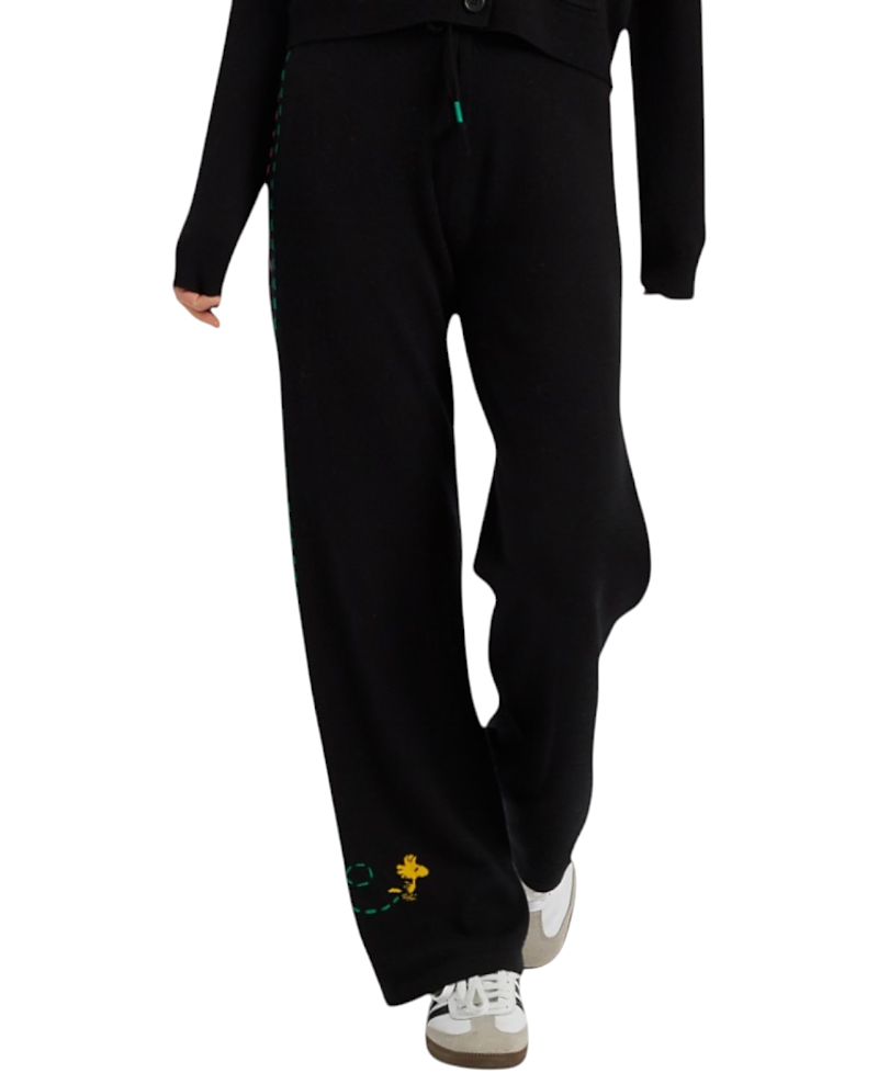Chinti & Parker Women's Wool-Cashmere Peanuts Stripe Wide Leg Track Pants