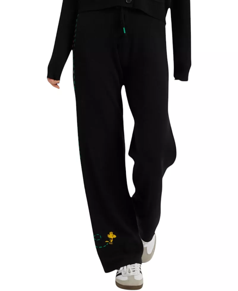 Chinti & Parker Women's Wool-Cashmere Peanuts Stripe Wide Leg Track Pants