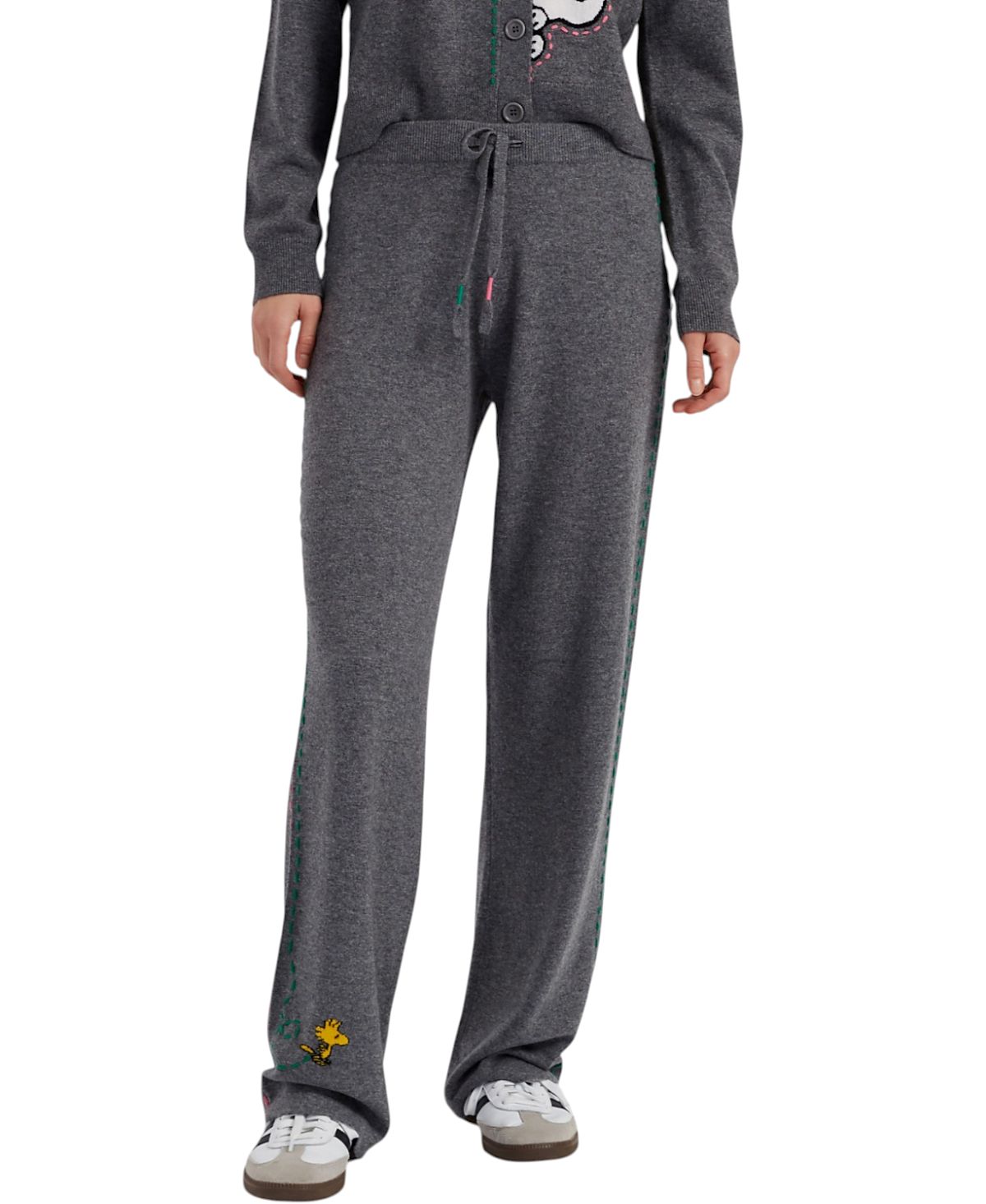 Chinti & Parker Women's Wool-Cashmere Peanuts Stripe Wide Leg Track Pants