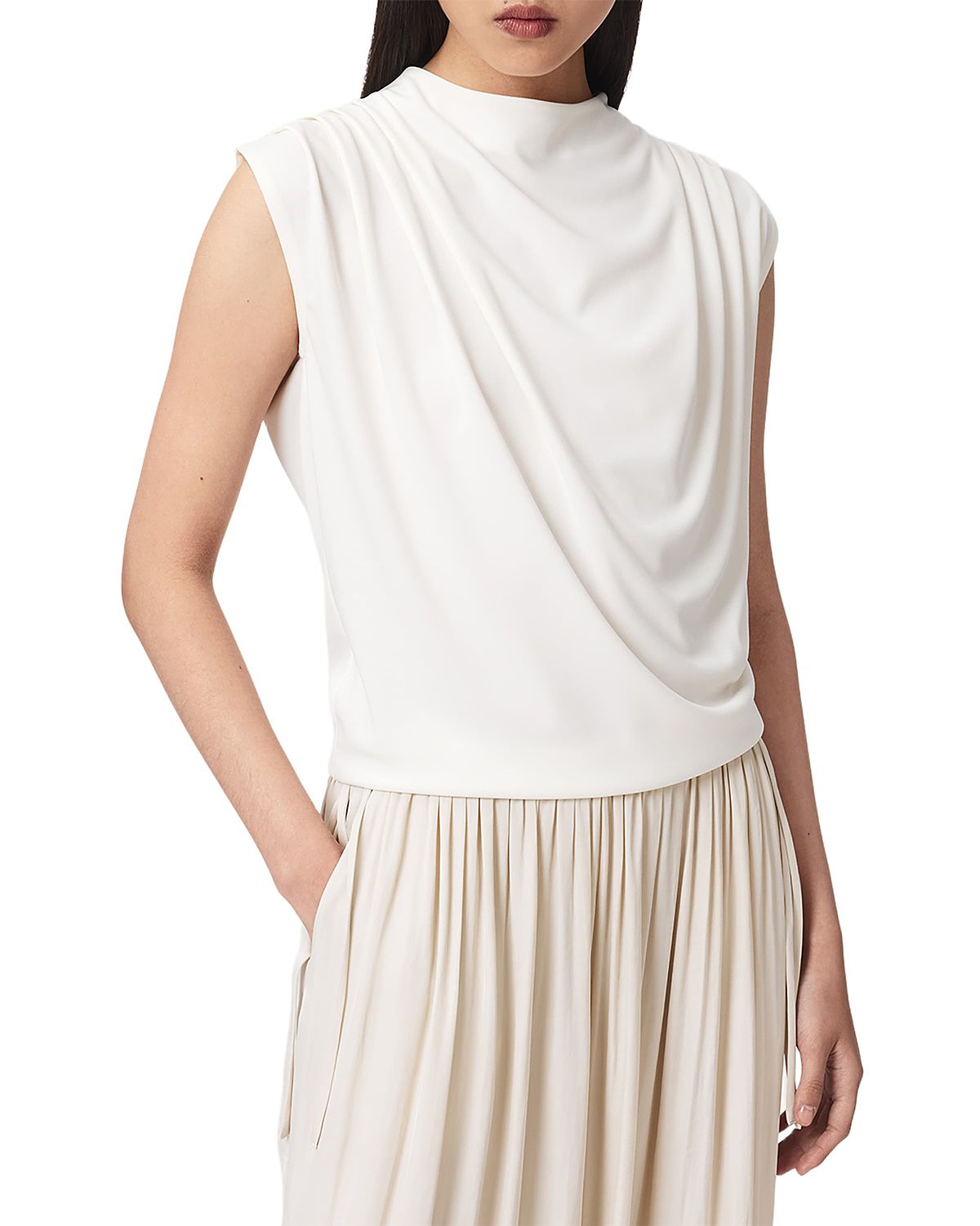Allsaints Emerson Draped Jersey Top