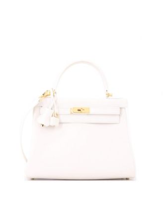Kelly 28 Handbag White Evercolor with Gold Hardware