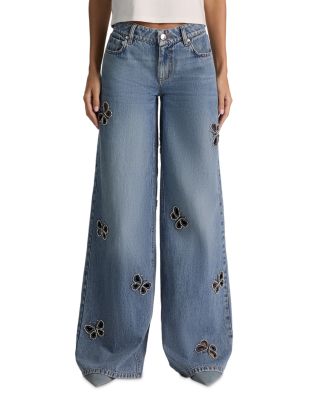 Amazing Low Rise Embellished Cutout Jeans in Fiona Vintage Blue