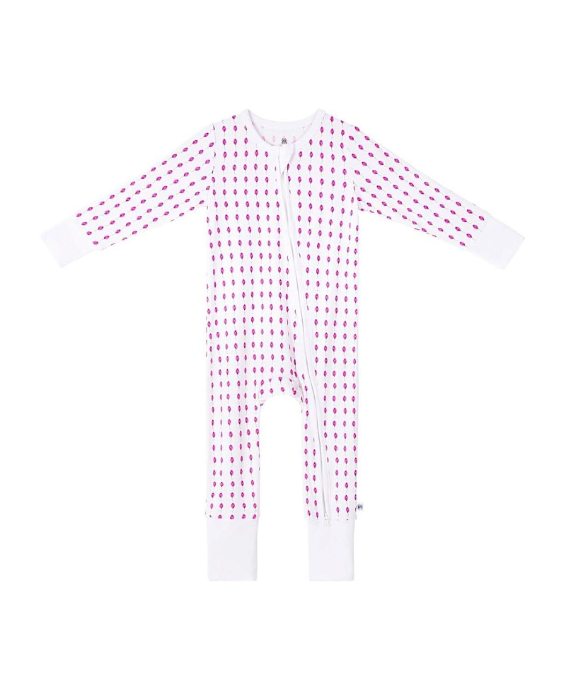 Malabar Baby Girls' Lotus Zipper Romper - Baby In Pink