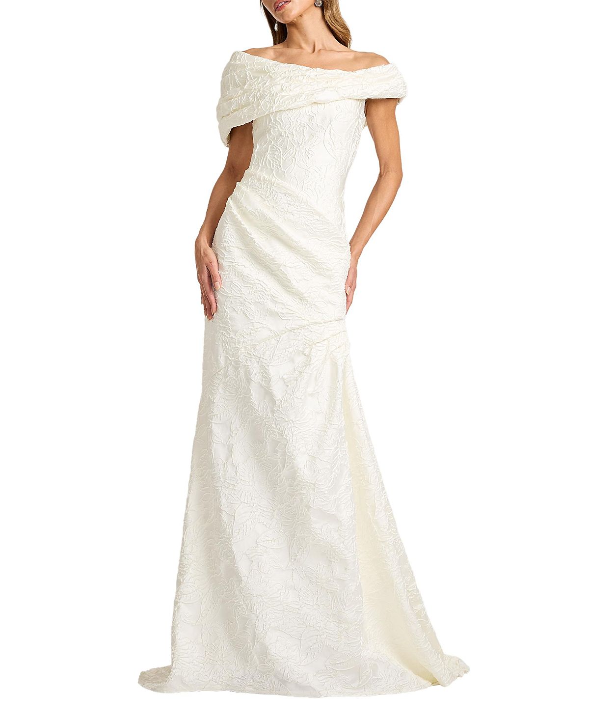 Tadashi Shoji Mita Draped Floral Jacquard Gown