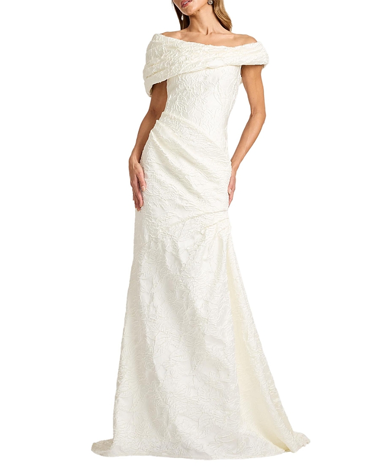Tadashi Shoji Mita Draped Floral Jacquard Gown