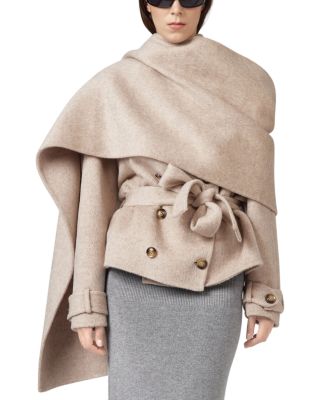 Wool Blend Short Trench Coat