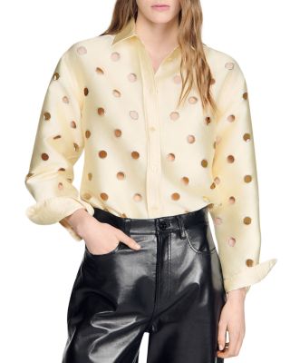 Openwork Rhinestone Shirt