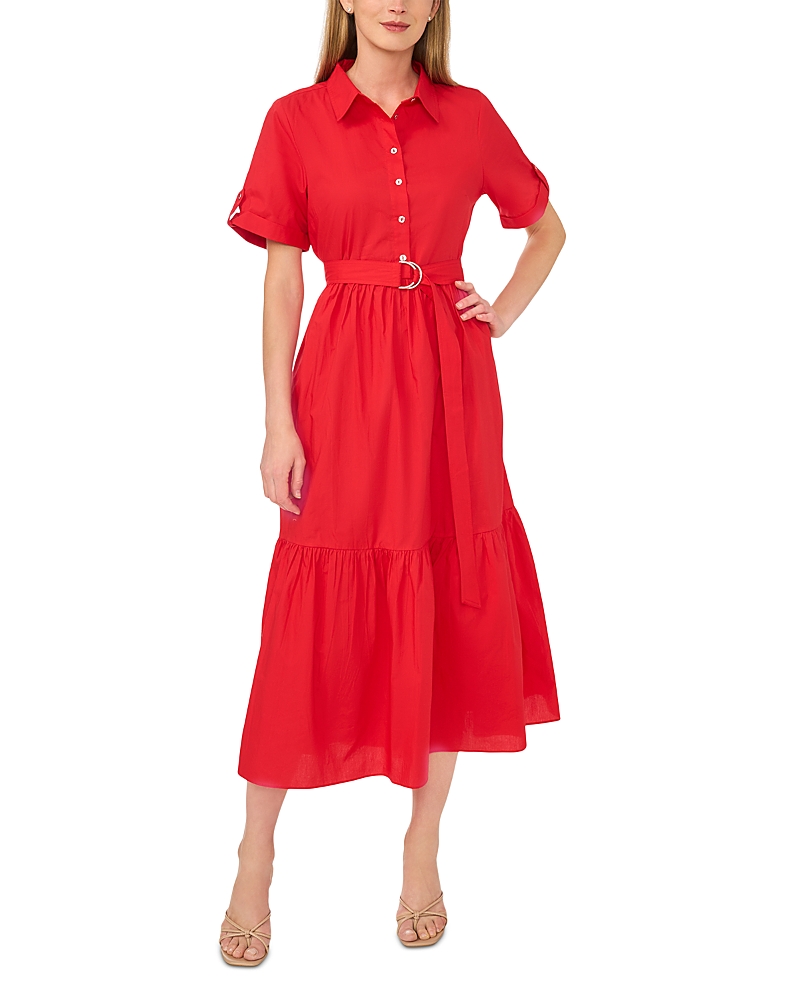 CeCe Belted Tiered Shirtdress
