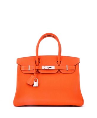 Birkin 30 Handbag Orange Epsom with Palladium Hardware