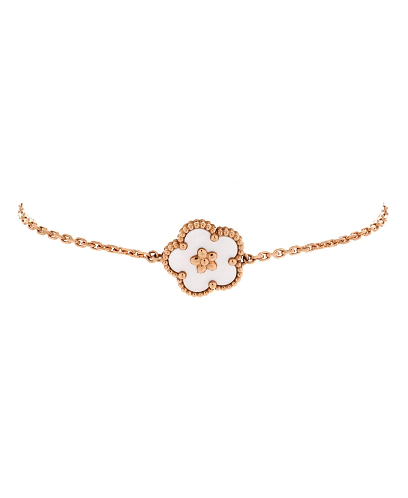 Pre-Owned Van Cleef & Arpels Lucky Spring Plum Blossom Bracelet 18K Rose Gold and Mother of Pearl