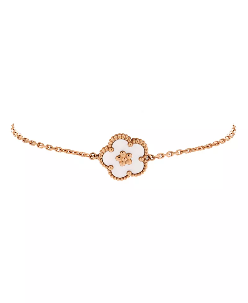 Pre-Owned Van Cleef & Arpels Lucky Spring Plum Blossom Bracelet 18K Rose Gold and Mother of Pearl
