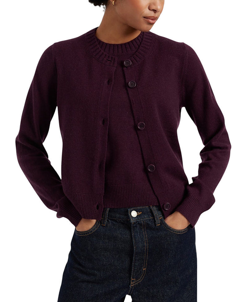 Chinti & Parker Women's Wool Cashmere Blend Crew Neck Cropped Cardigan