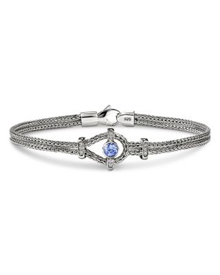 Sterling Silver Icon Tanzanite & Diamond Double Woven Link Bracelet