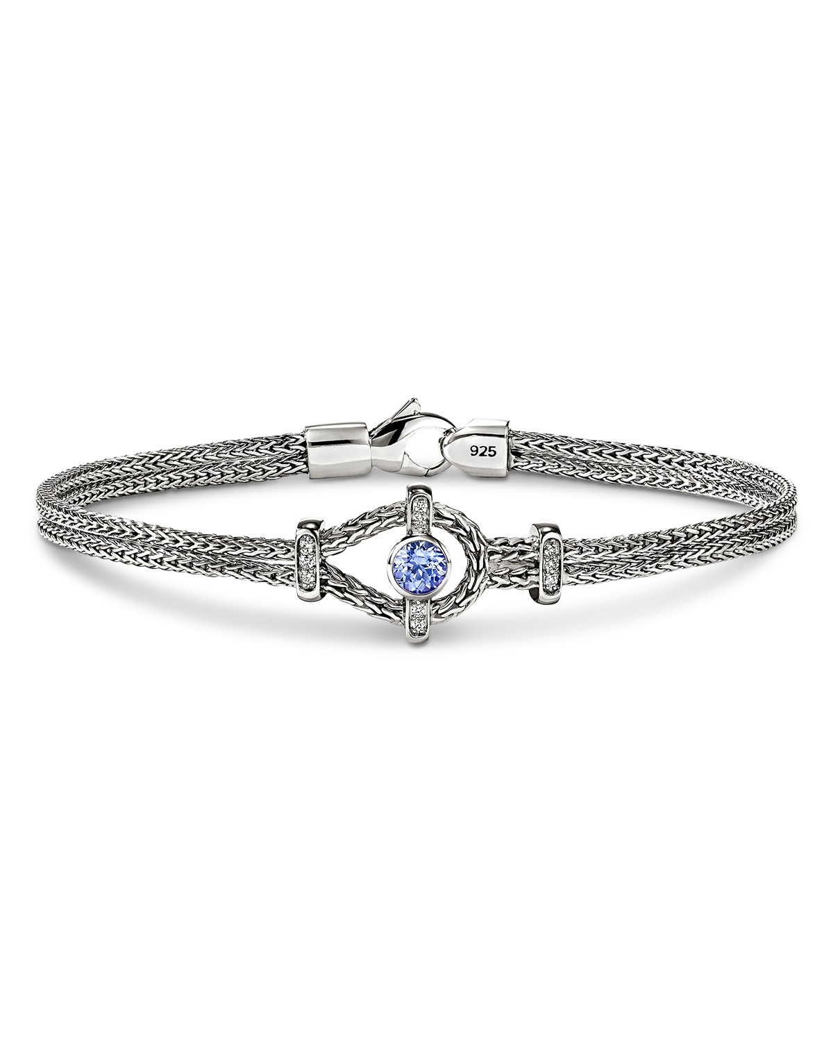 John Hardy Heishi Bracelet, Hardstones, Emeralds, Sterling Silver