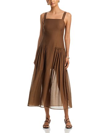 brown fall dresses Beauttable Brilliant for Women Plus Size Maxi Women's Casual Crew Neck Long Sleeve Pullover Patchwork Pleated Solid Color Button Dress 48 Length Plus Size Autumn Glow Mini