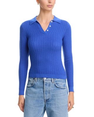 Cashmere Shrunken Waffle Polo