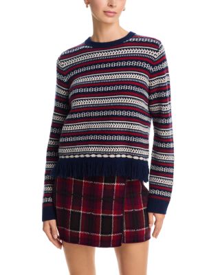 Wool Cashmere Western Stripe Crew Sweater