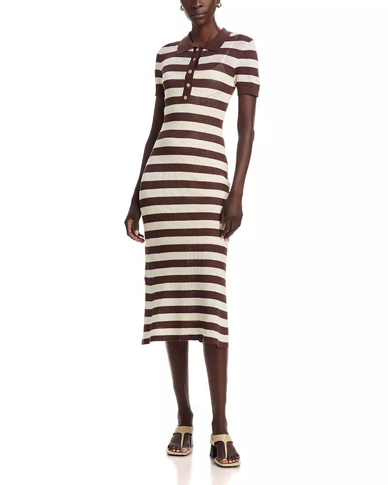 T Tahari Polo Collar Midi Dres