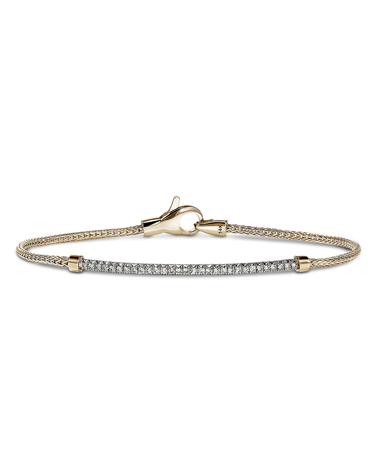 John Hardy 14K Yellow Gold Jh Essentials Diamond Bar Woven Bracelet, 0.25 tcw