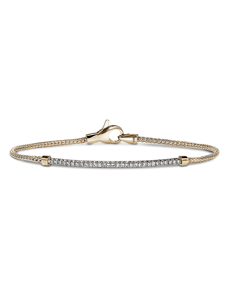 John Hardy 14K Yellow Gold Jh Essentials Diamond Bar Woven Bracelet, 0.25 tcw