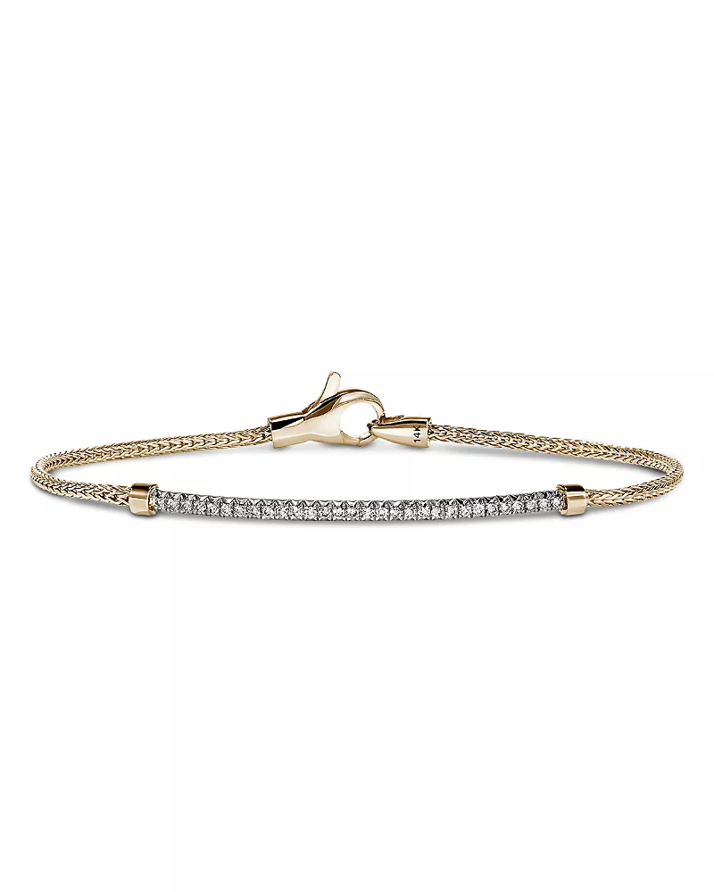 John Hardy 14K Yellow Gold Jh Essentials Diamond Bar Woven Bracelet, 0.25 tcw