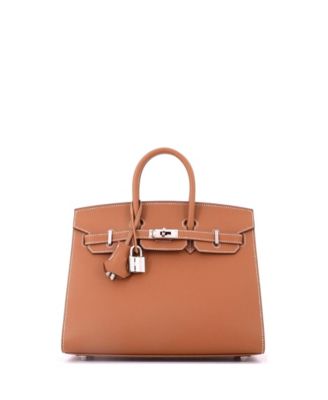 Birkin 25 Handbag Brown Epsom with Palladium Hardware