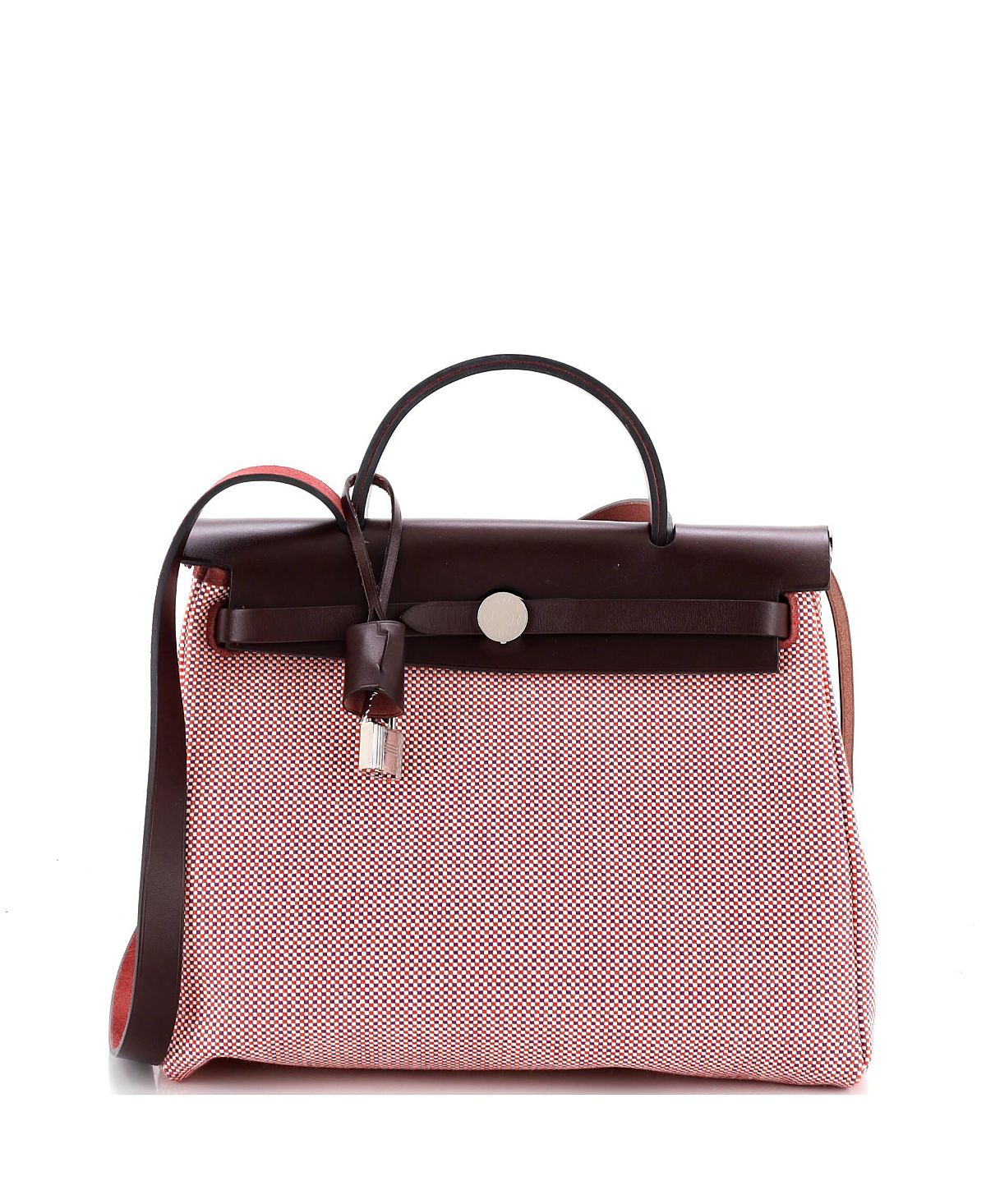Pre-Owned HERMES 31 Herbag Zip Criss Viking Toile and Leather