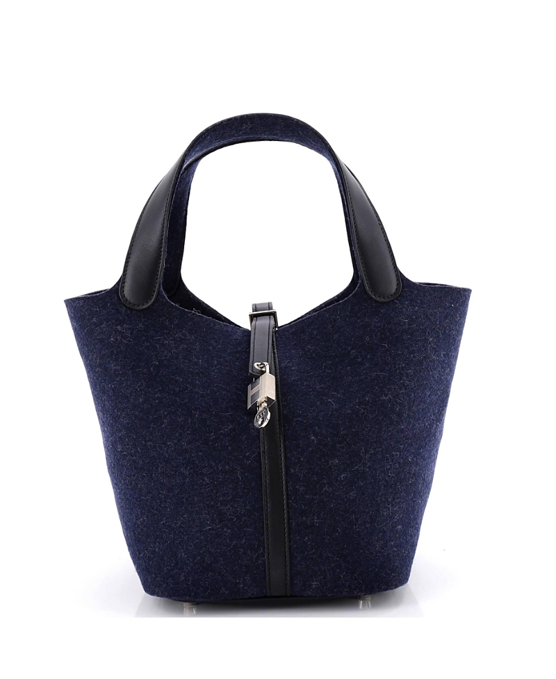 Pre-Owned HERMES Mm Picotin Lock Bag Felt with Leather