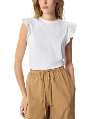 Ruffled Sleeve Broderie Top