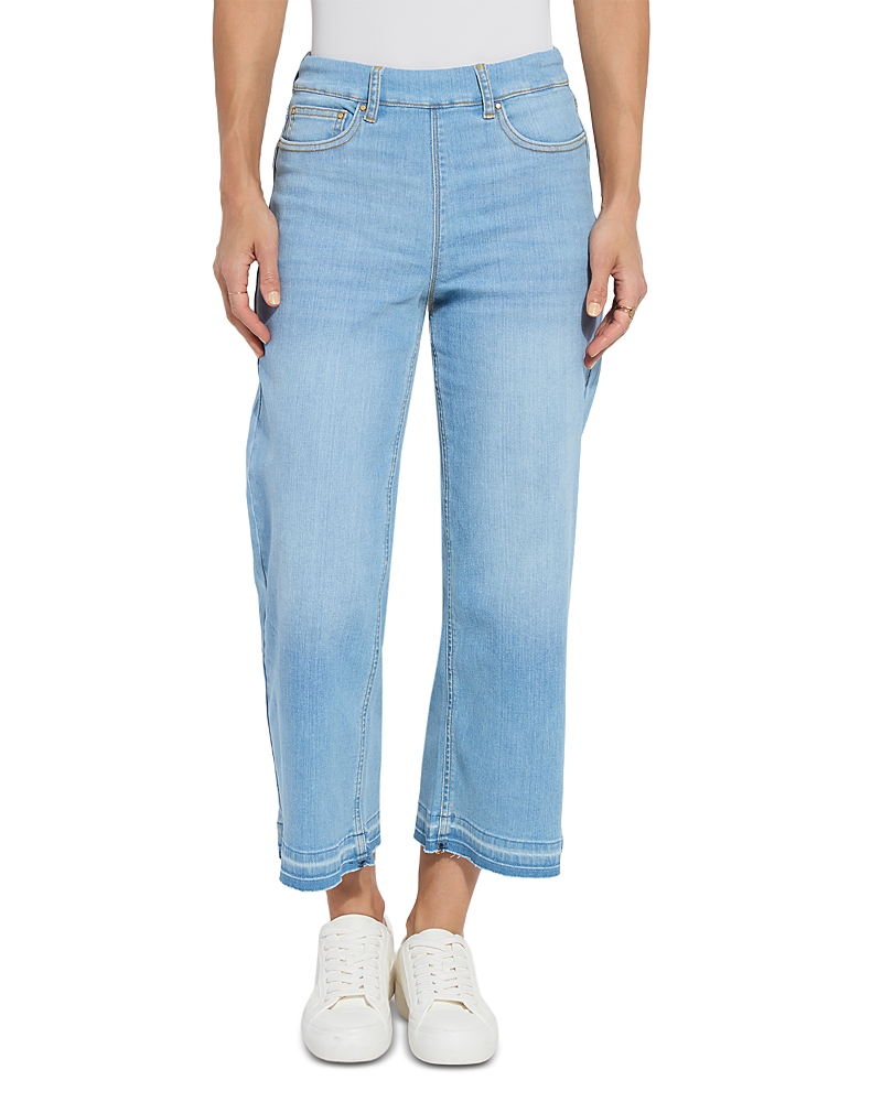 Lysse Frances High Rise Cropped Wide Leg Jeans in Authentic Midwash