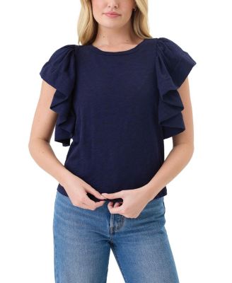 Goldie Lewinter Signature Slub Waterfall Ruffle Shell Top