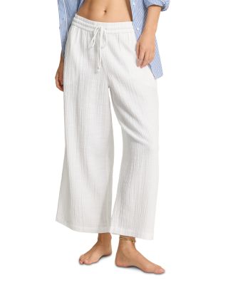 Cotton Gauze High Rise Wide Leg Pants