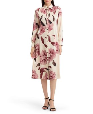 Floral Crepe de Chine Midi Shirtdress