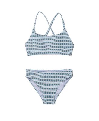 Girls' Forever Gingham Textured Criss Cross Strap Swim Set - Little Kid, Big Kid