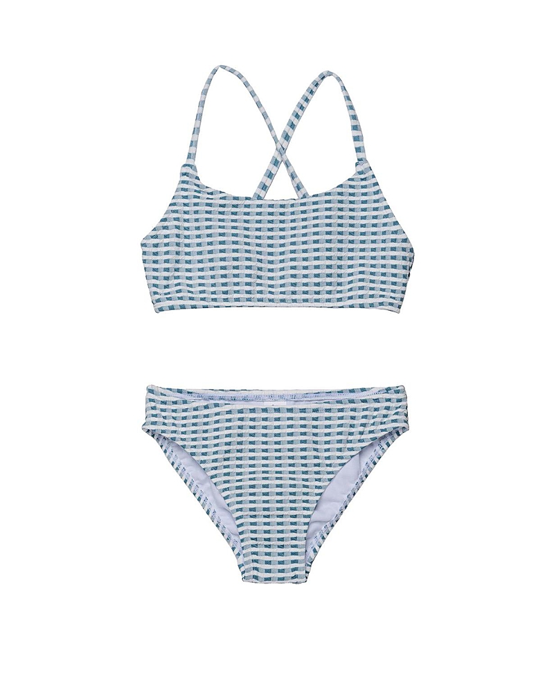 Gottex Kids Girls' Forever Gingham Textured Criss Cross Strap Swim Set - Little Kid, Big Kid