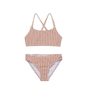 Gottex Kids Girls' Forever Gingham Textured Criss Cross Strap Swim Set - Little Kid, Big Kid