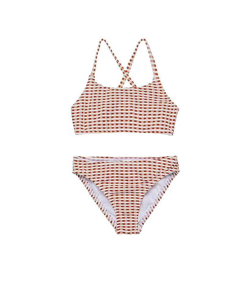 Gottex Kids Girls' Forever Gingham Textured Criss Cross Strap Swim Set - Little Kid, Big Kid